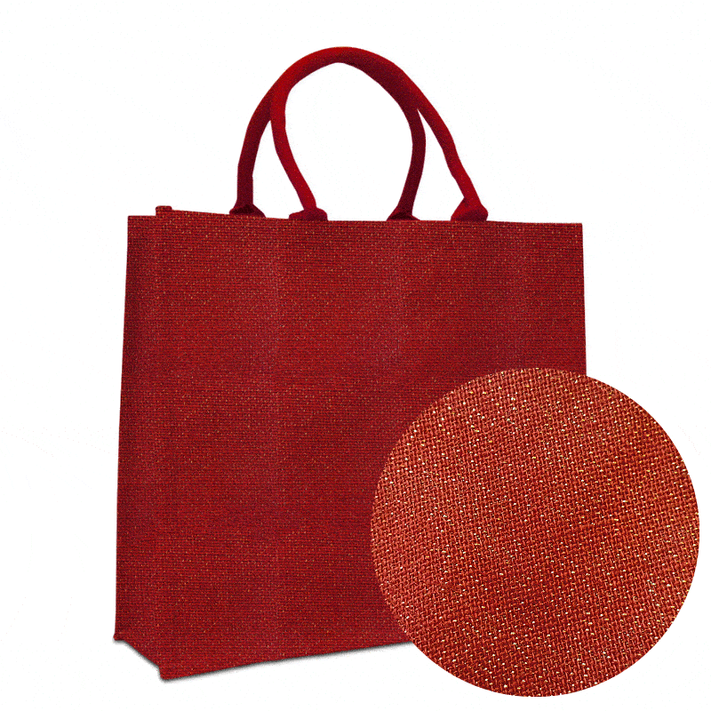 Jute Shopper - Red Glitter/Gold