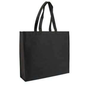 Luxe ecologische papieren tassen met non-woven binnenvoering - Zwart