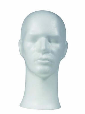 Pruikenkop wit hoogte 33cm heer