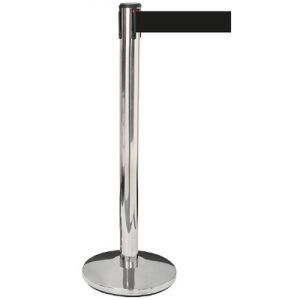 Toegangspaal chroom met zwarte riem