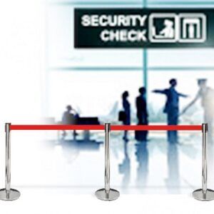 Toegangspaal chroom met rode riem