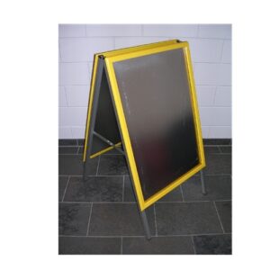 Stoepbord 59x84 cm geel klapprofiel A1