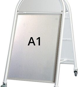 Stoepbord A1 wit rond topbord wielen