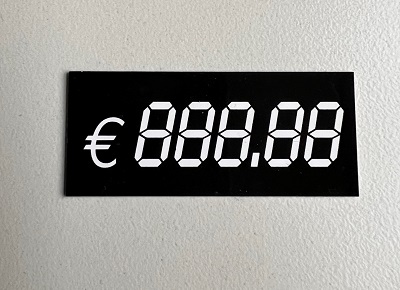 Digitaal kaartje 60x26 mm €888.88 10st