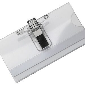 Badge transp knijper speld 74x40 mm 24st