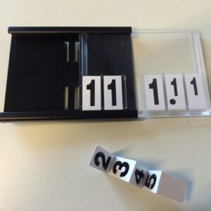 Prijskassette A8 +cijfers, 74x52mm zwart