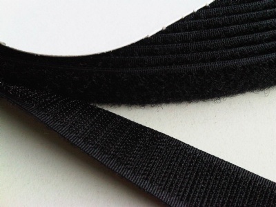 Klitteband 25mm zwart -back to back- 25m