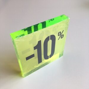 Acryl kortingsblok -10% fluor groen