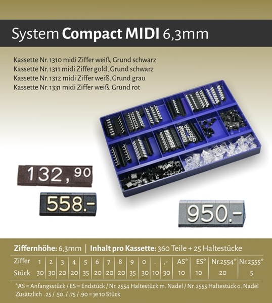 Prijscassette Compact Midi 1310 zwartwit
