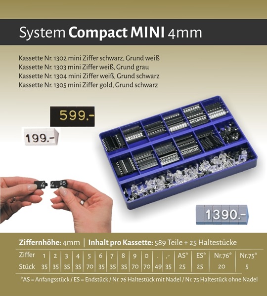 Prijscassette Compact Mini 1304 zwartwit
