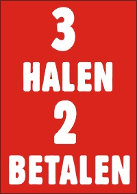 Raambiljet groot 3 HALEN 2 BETALEN