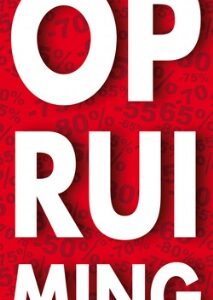 Raambiljet thema OPRUIMING 50x94cm rood