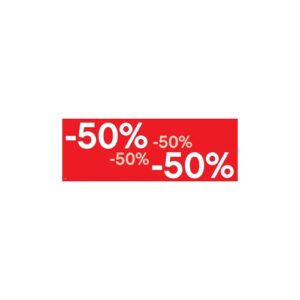 Raambiljet -50% , afmeting 69x24 cm.