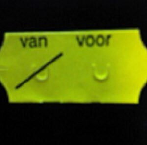 Etiket 2612 fl.geel perm VAN VOOR 54.000