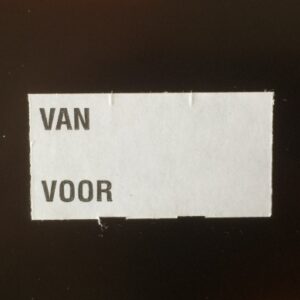 Etiket 3719 wit afnm.br VAN VOOR / 25rl