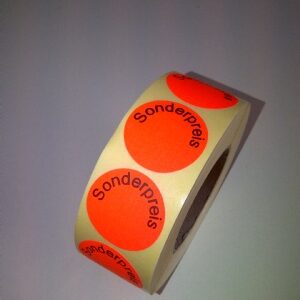 Etiket 30 mm fluor rood SONDERPREIS