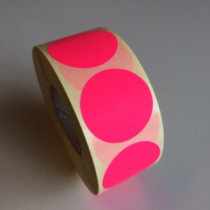 Etiket 35 mm rond fluor roze 1000 rol