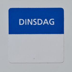 Etiket dinsdag wit/blauw 25x25mm 500 stu