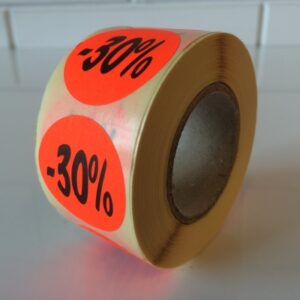 Etiket fluor rood 35mm 30% korting 1000