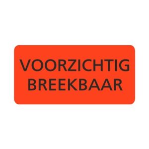 Etiket fl.rood 95x48mm VOORZICHTIG BREEK