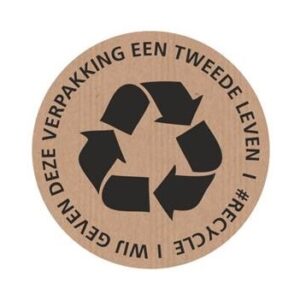 Etiket bruin 60mm #RECYCLE 250 stuks