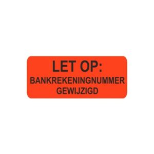 Etiket fluor rood 38x15mm Bankrekening