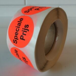 Etiket fluor rood 35mm Speciale Prijs